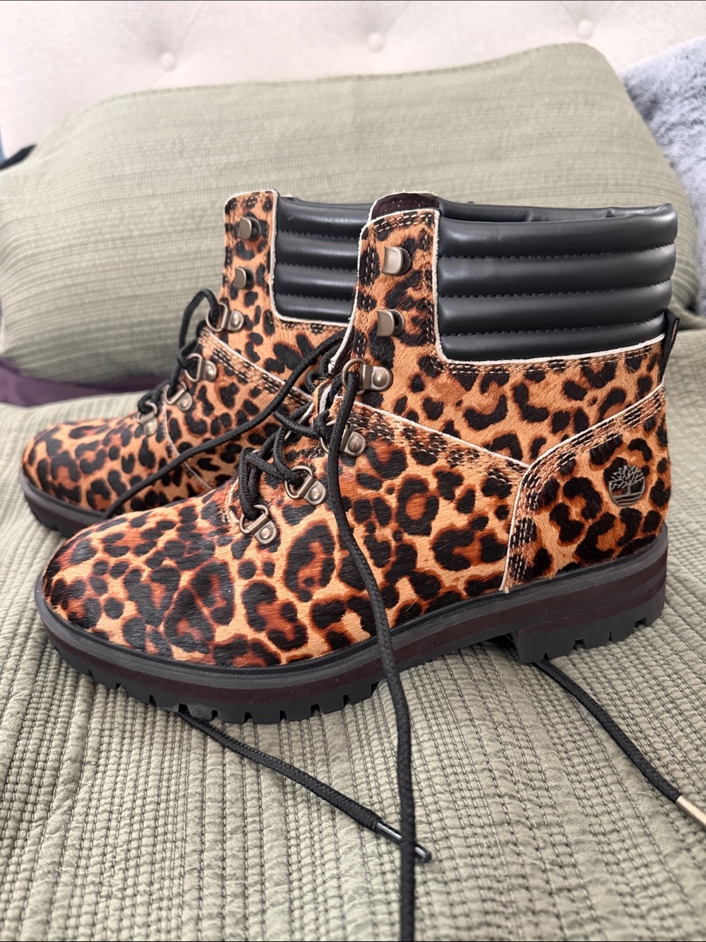 Timberland Women's Leopard PLace-Up Boots - Brown/Black